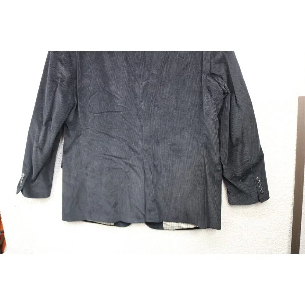 Saddlebred Men's Black Corduroy Blazer-Size 44R-Nice-Two Button-Business